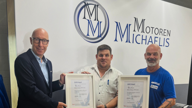 Erfolgreiche ISO 9001- und ISO 14001 Zertifizierung bei der Motoren Michaelis GmbH & Co. KG